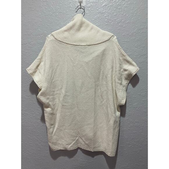 Talbots Short Sleeve Sweater Top Lambswool blend Sz XL Off White Cozy Cowl Neck - Picture 7 of 7